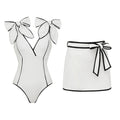 Swimsuit Black White Color Matching Sweet Girl Bow Swimsuit Women