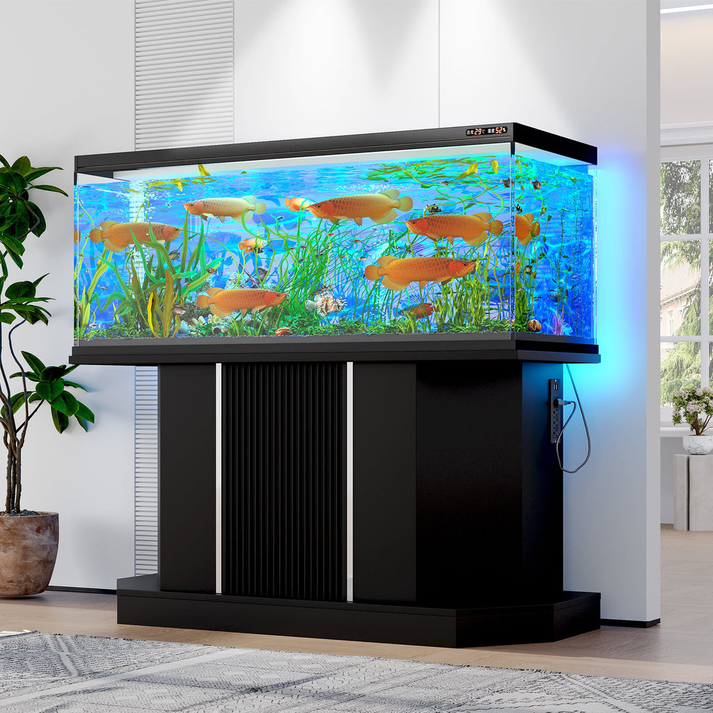 Modern 55-75 Gallon Fish Tank Stand With Power Outlet 4 AC 2 USB
