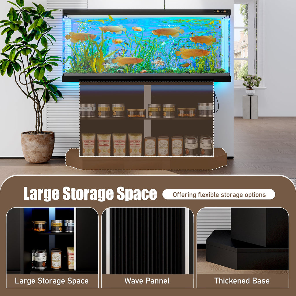 Modern 55-75 Gallon Fish Tank Stand With Power Outlet 4 AC 2 USB